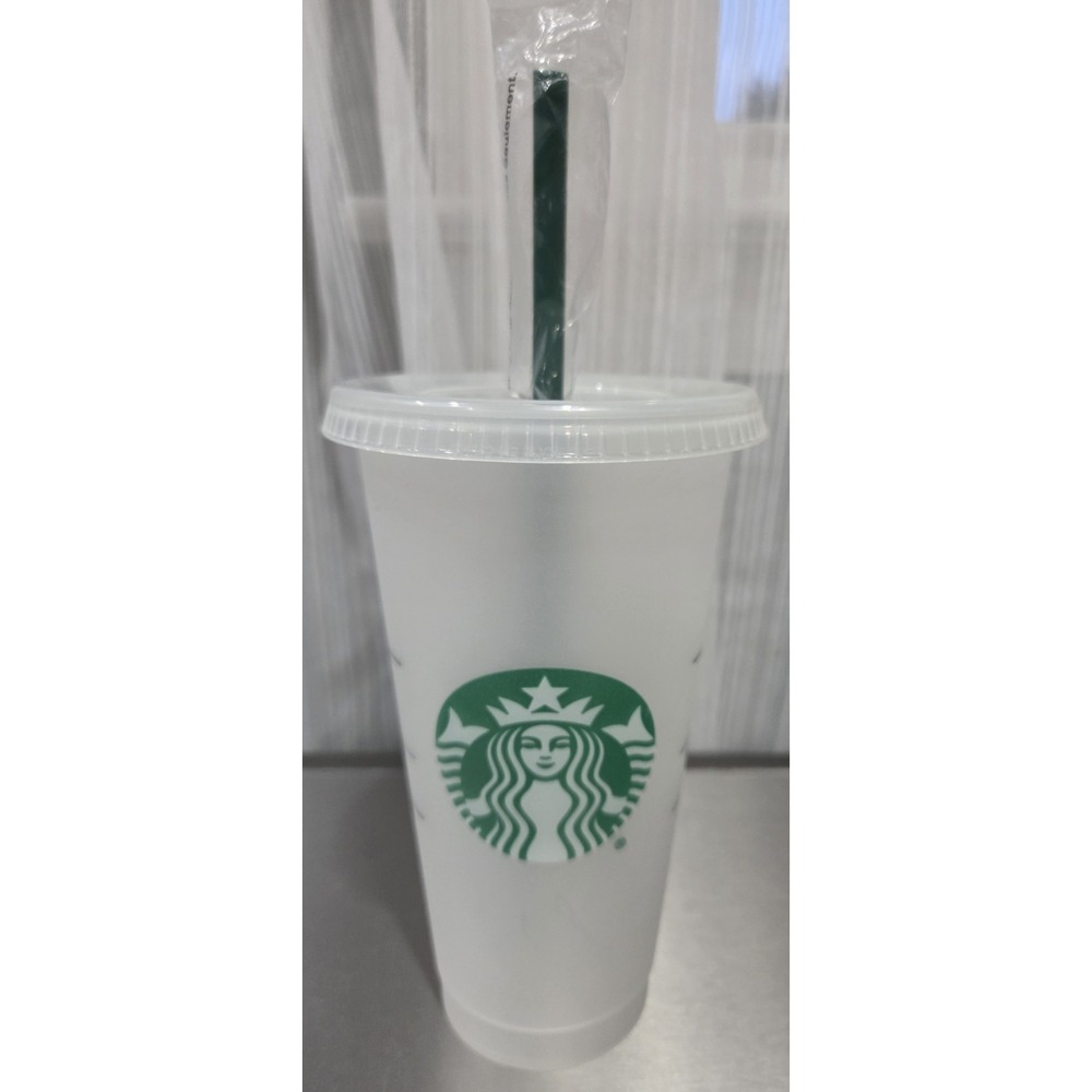 Starbucks‎ Reusable Clear-Frost Cold Cup Tumbler 24 Oz with Lid & Straw